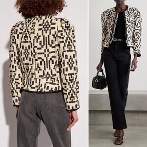 Isabel Marant Etoile Deliona Abstract Printed Tweed Jacket Black/White Size 42